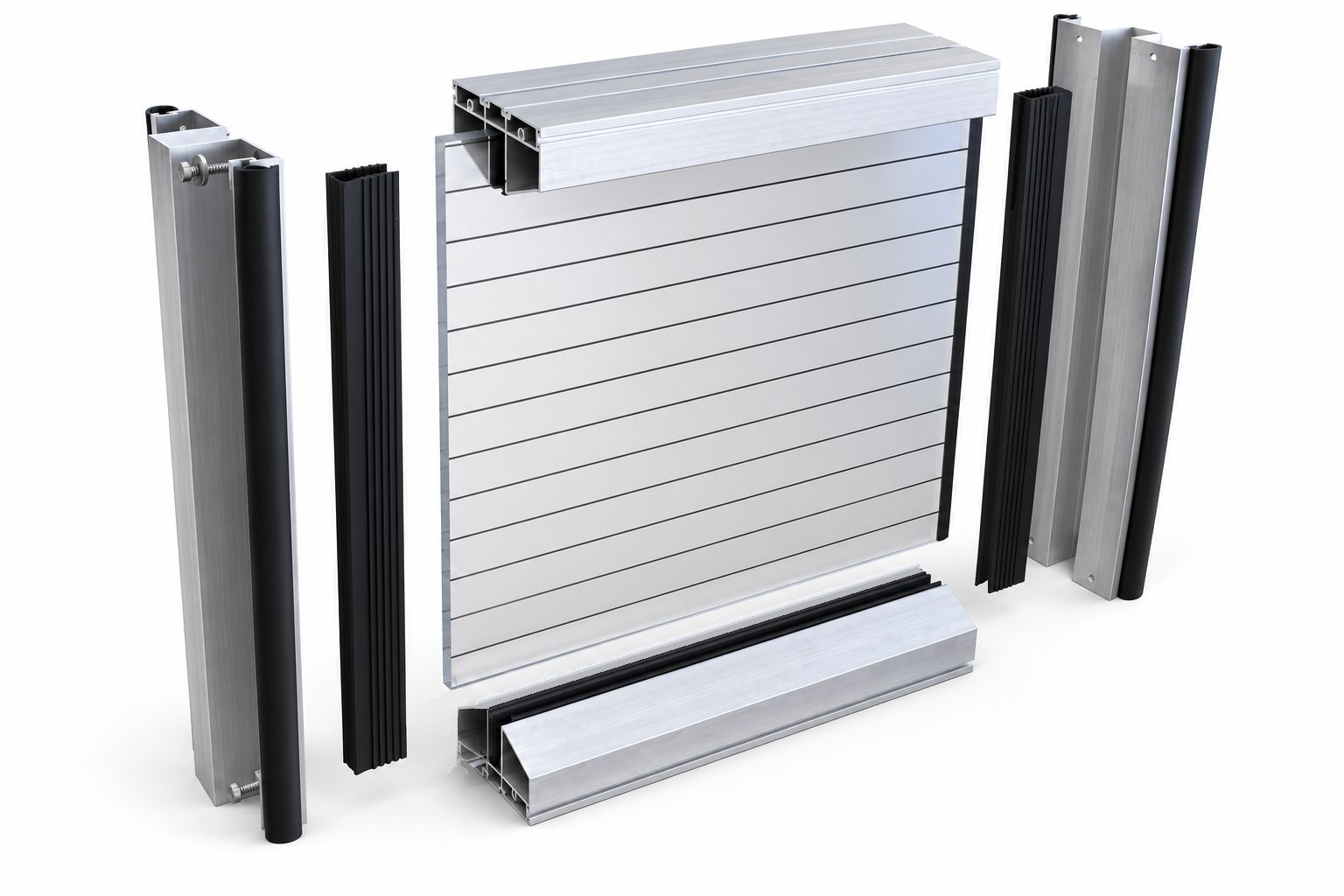 Despiece del panel PANACOR MT15 AL: plancha de metacrilato, juntas EPDM y perfiles de aluminio extruido