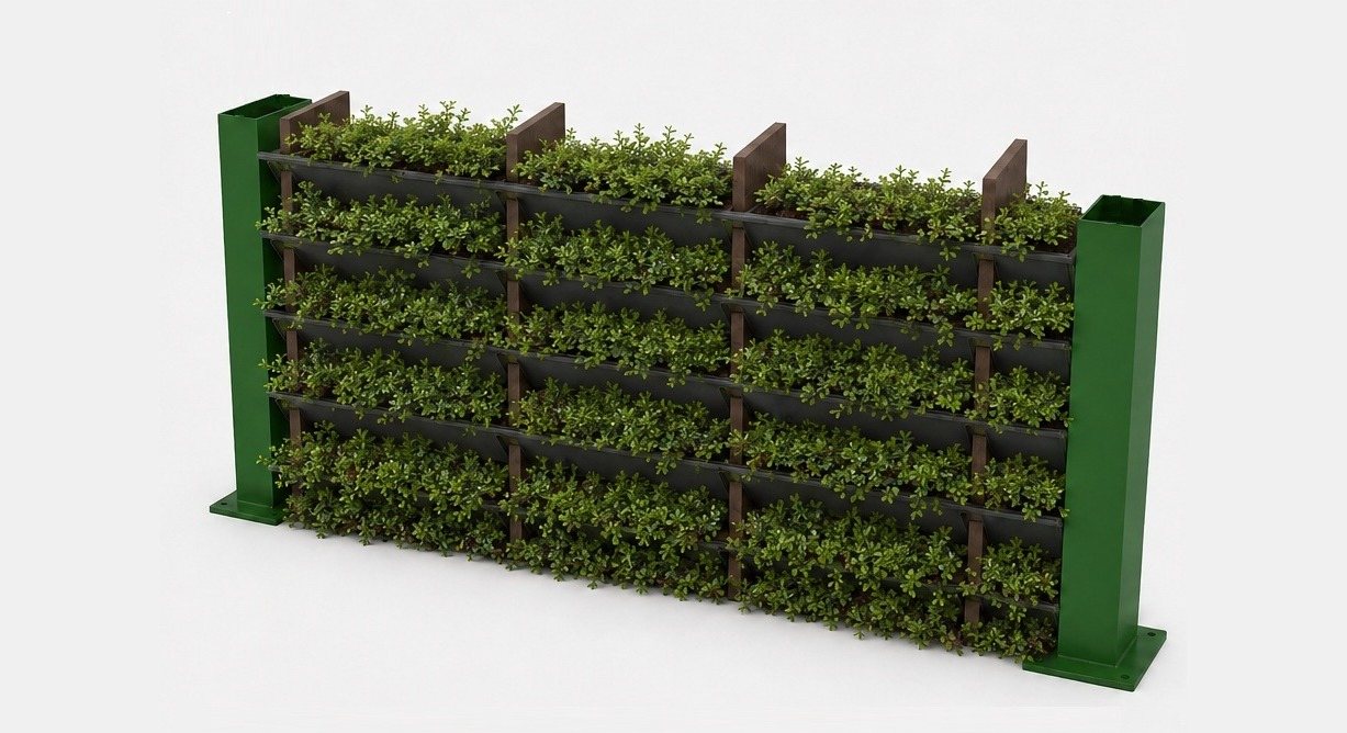 Plantación escalonada en los distintos niveles de la pantalla PANACOR VG-PR